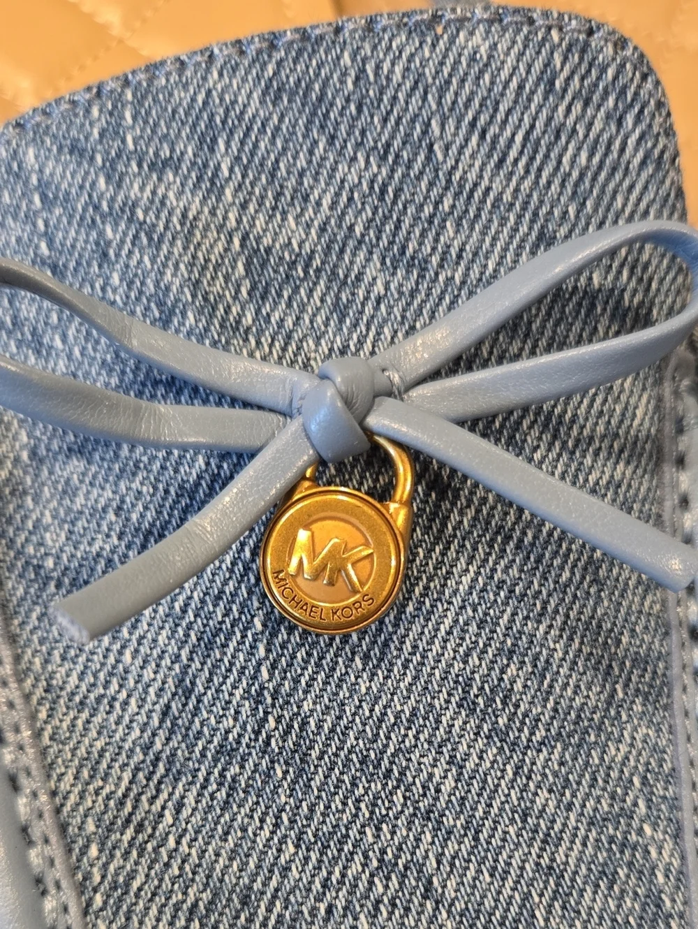 Michael Kors Greta Washed Denim Mule Loafers with Bow